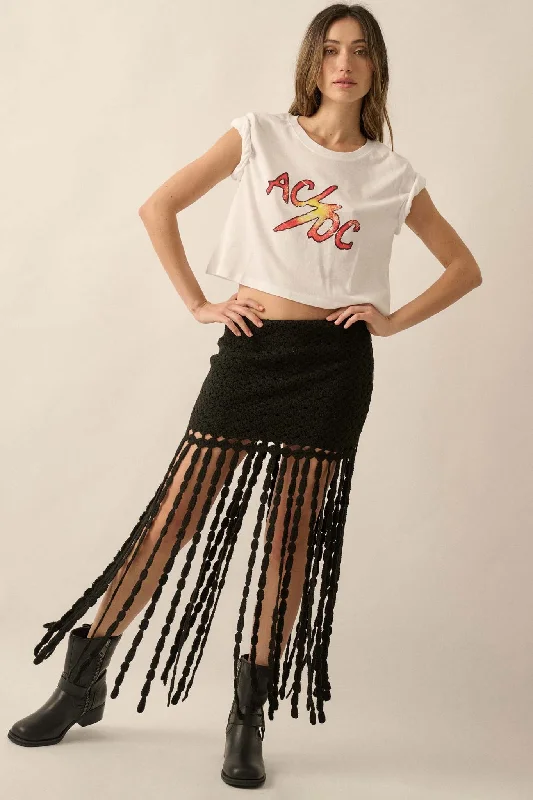 AC/DC Vintage Logo Cropped Graphic Tee