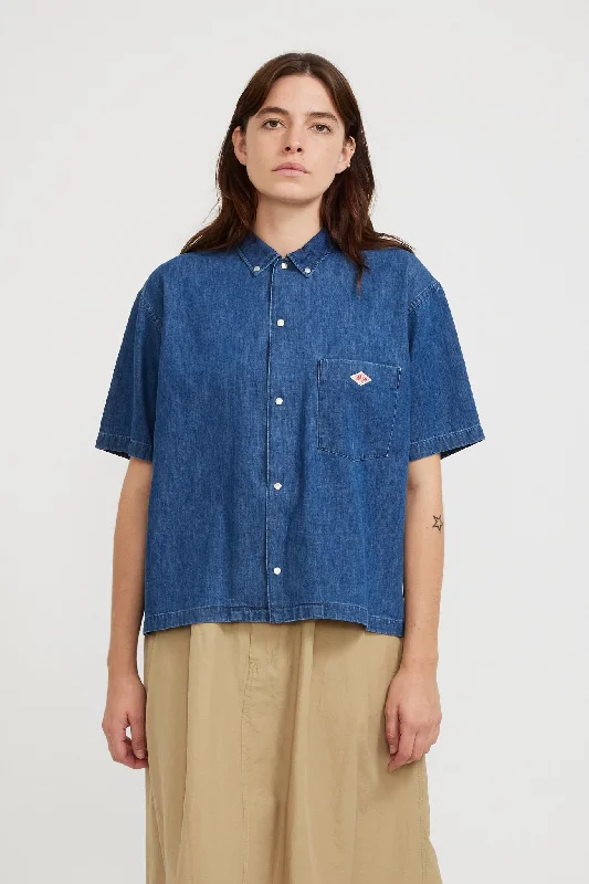 Dot Button S/S Shirt Light Indigo