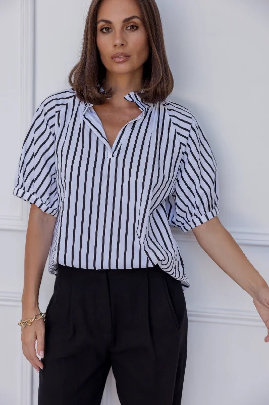 PRESTO Blouse Black Wide Stripe