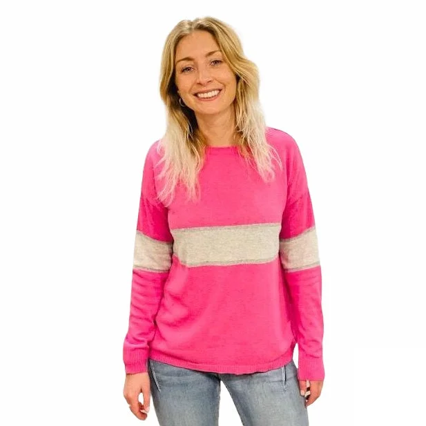 Remi Cashmere Hot Pink Jumper Striped